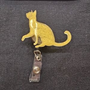 Handmade Beautiful Beacons Golden Yellow Cat Sparkle Resin Badge Pull